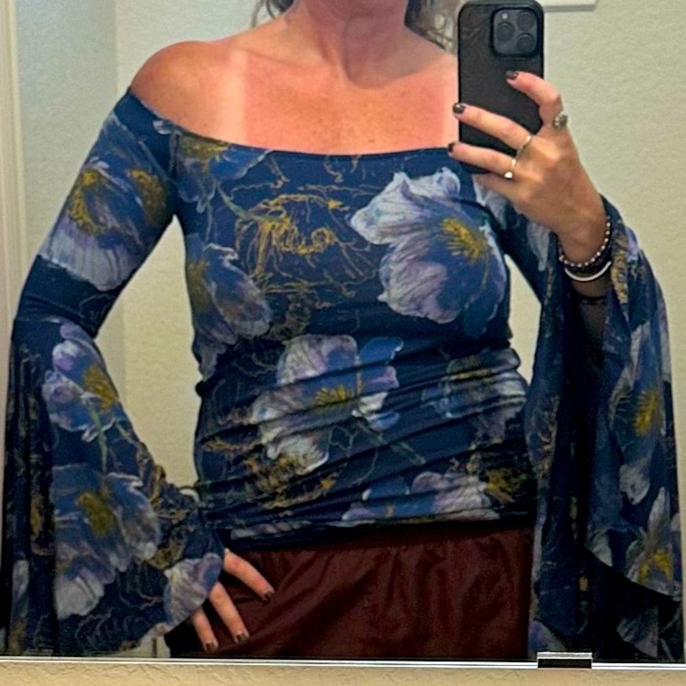Floral Off-Shoulder Top - Blue